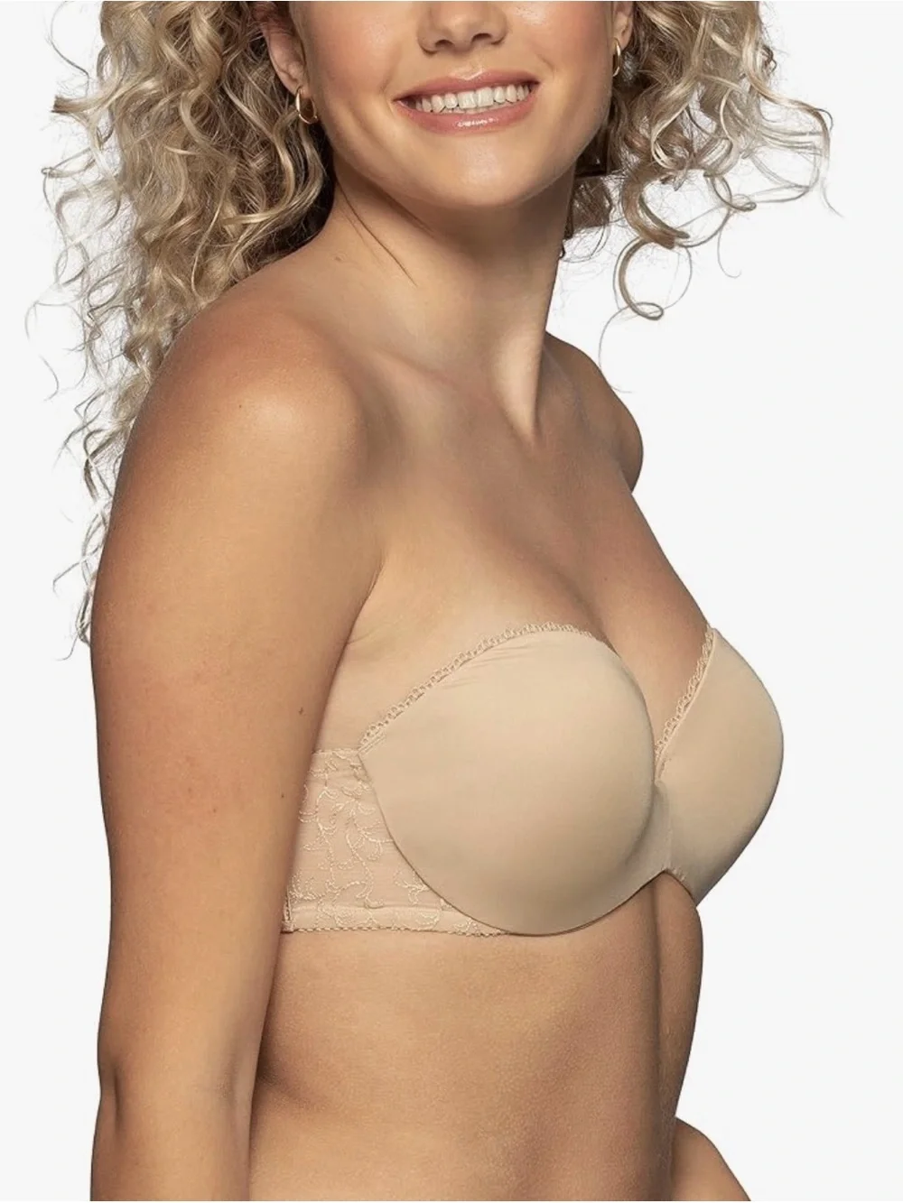 Vanity Fair Women's Gel Touch Padded Strapless Push Up Bra Beige Size 34C